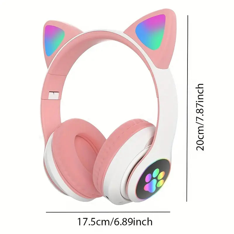 Foldable Cat Ear LED Wireless Headphones