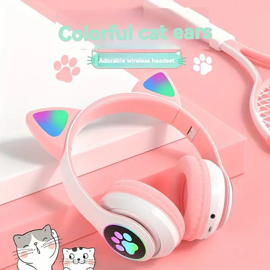 Foldable Cat Ear LED Wireless Headphones