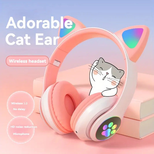 Foldable Cat Ear LED Wireless Headphones